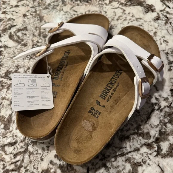 Birkenstock Sandals π€ Yao Slide Birko Floor Sandals White Sz 39 8 New - Picture 5 of 15